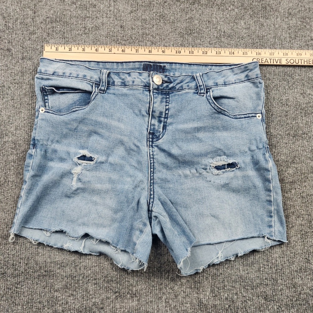 Justice Girls 18 Plus Light Wash Distressed Denim Shorts Mid Rise Raw Hem Blue - Picture 3 of 7
